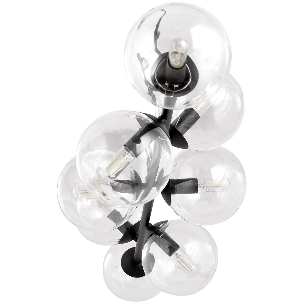 Emibig Rossi 8 Light Transparent Shade Black E14 Ceiling Pendant Light Image 4