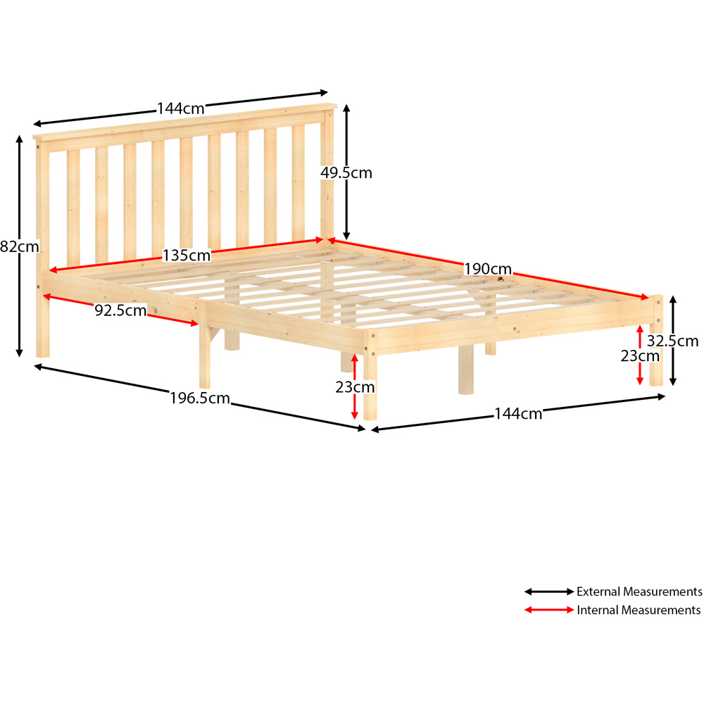 Vida Designs Milan Double Pine Low Foot Wooden Bed Frame Image 8
