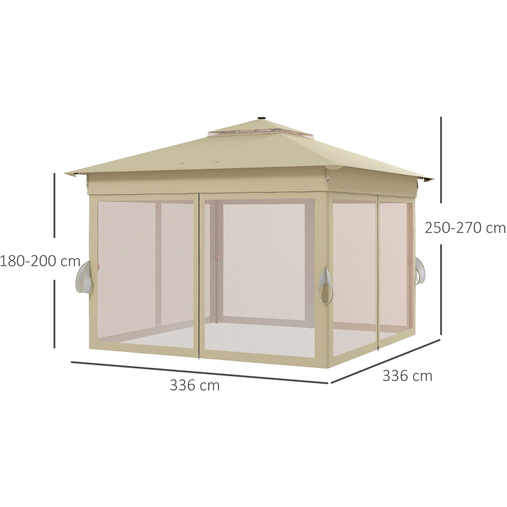 Outsunny 3 x 3m Khaki Solar LED Pop Up Gazebo Image 8