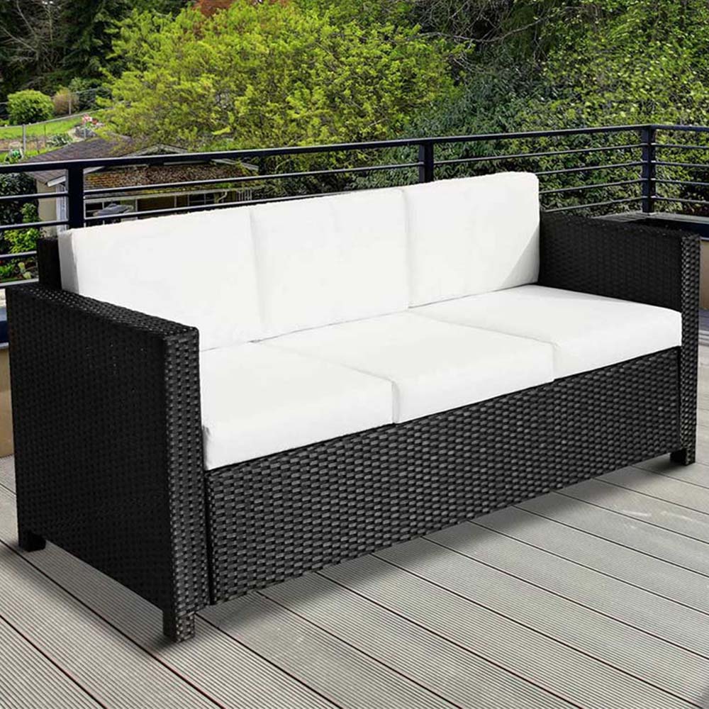 Outsunny 3 Seater Black Rattan Sofa Image 1