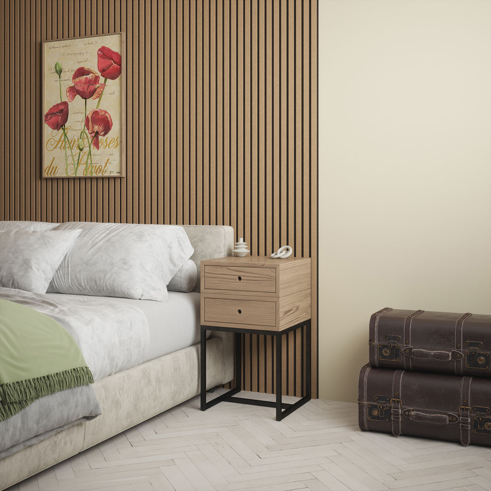 Kraus Easy Living Medium Oak Acoustic Slat Wall Panel 240 x 60cm Image 5
