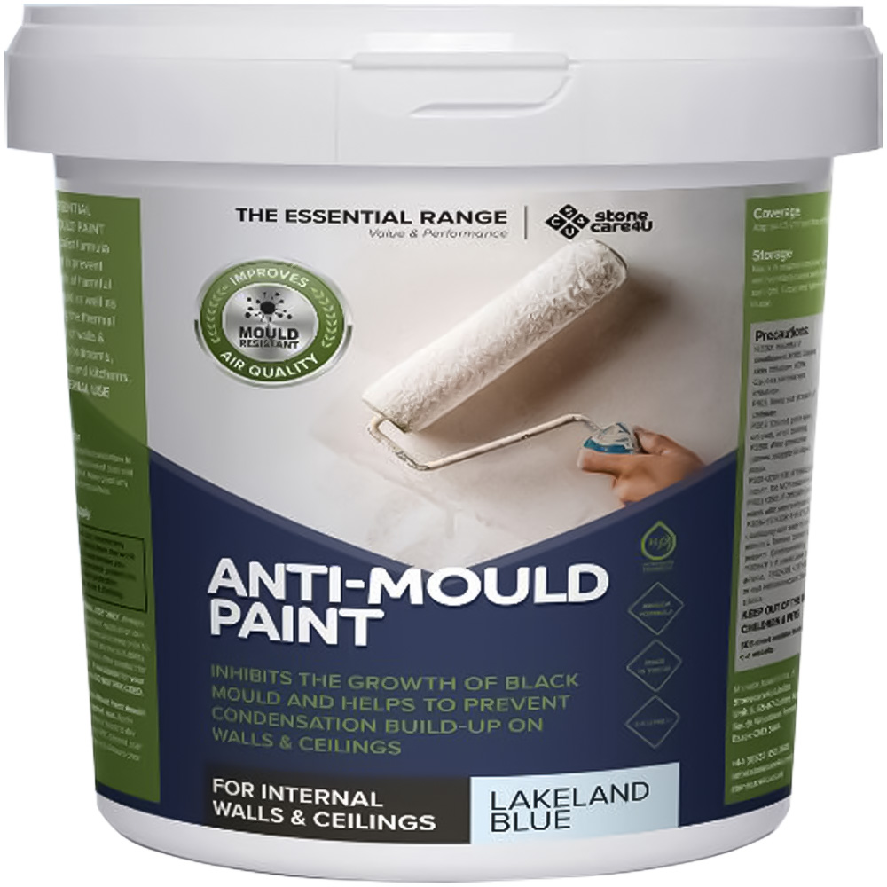 StoneCare4U Essential Walls & Ceilings Lakeland Blue Matt Anti Mould Paint 2.5L Image 2