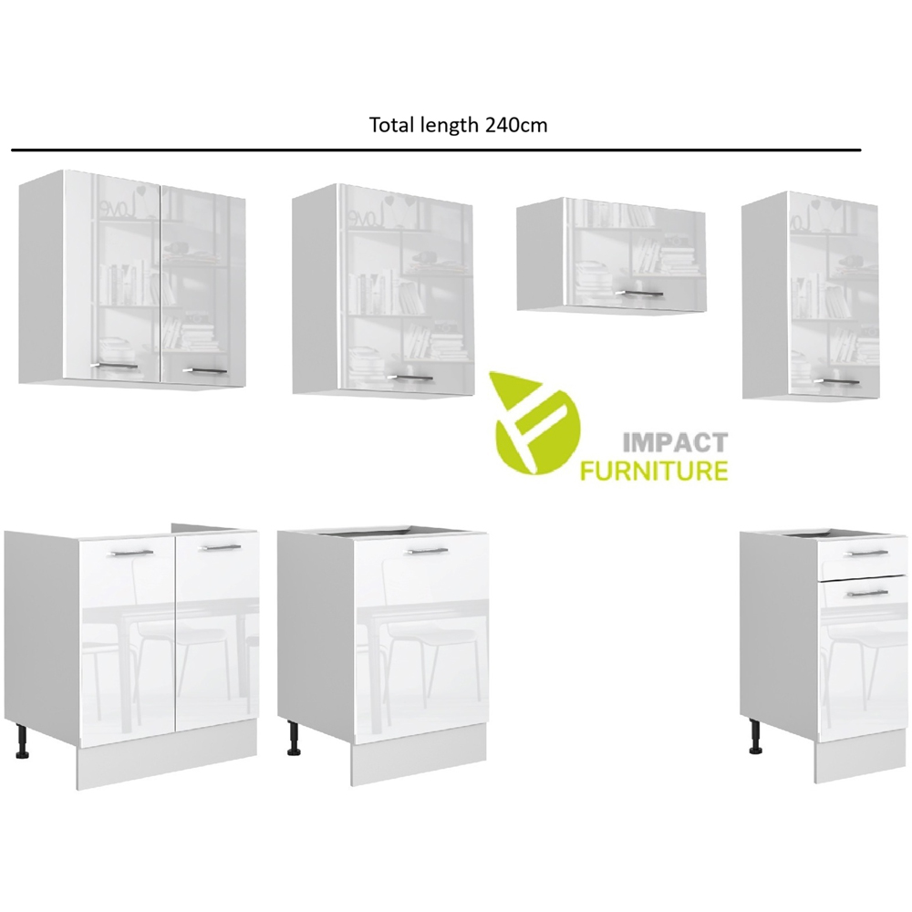 Impact Furniture Ella White High Gloss Kitchen Cabinet Set of 7 Image 8