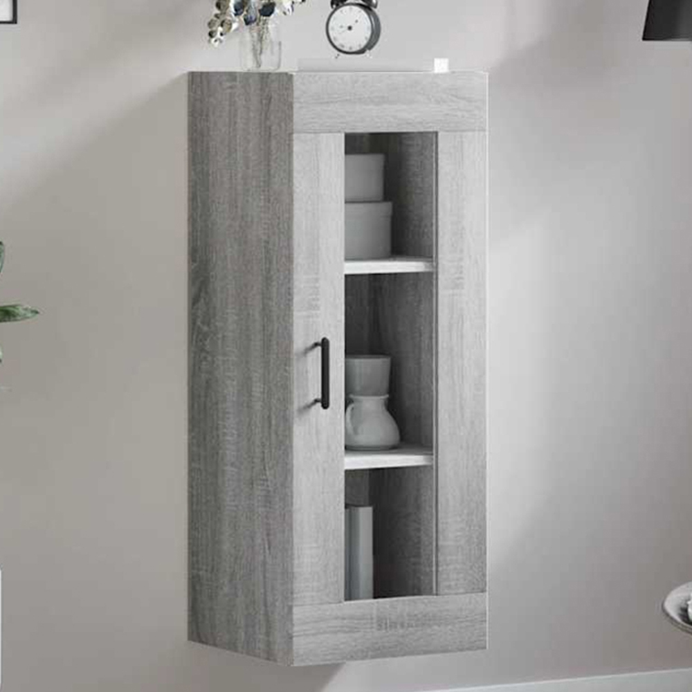 vidaXL Single Door 3 Shelf Grey Sonoma Wall Mounted Cabinet Image 1