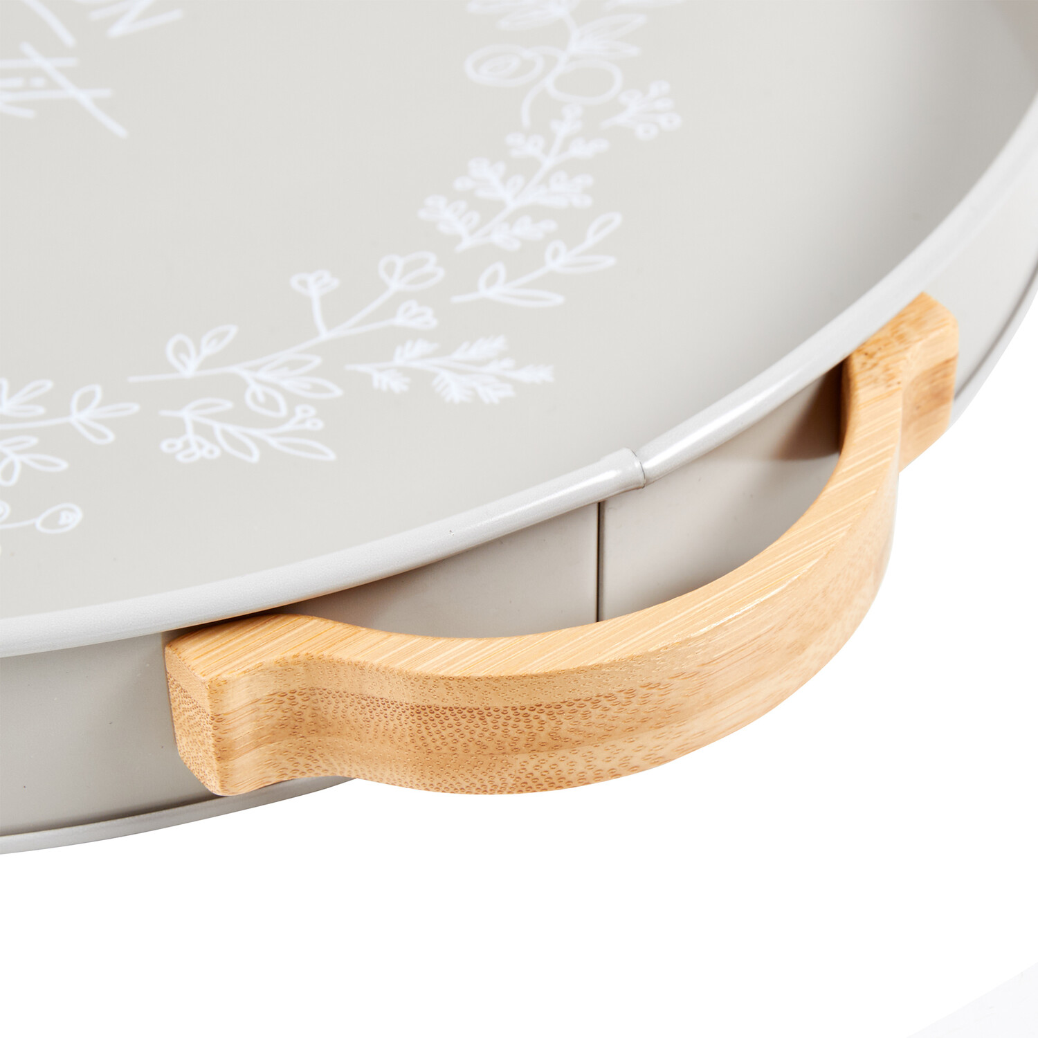 Bon Appetit Metal Tray with Wood Handles - Grey Image 2