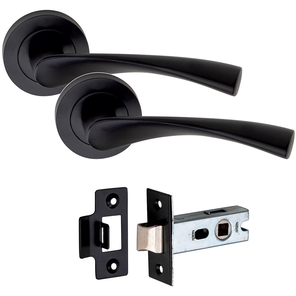 Golden Grace Matt Black Astrid 2.5 inch Latch Door Handle Set 4 Pack Image 2