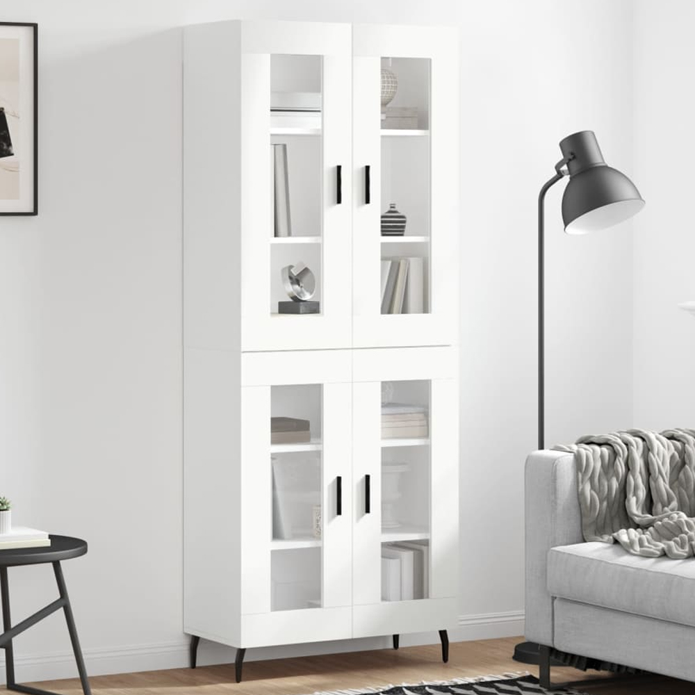 vidaXL 4 Glass Door White Highboard Image 1