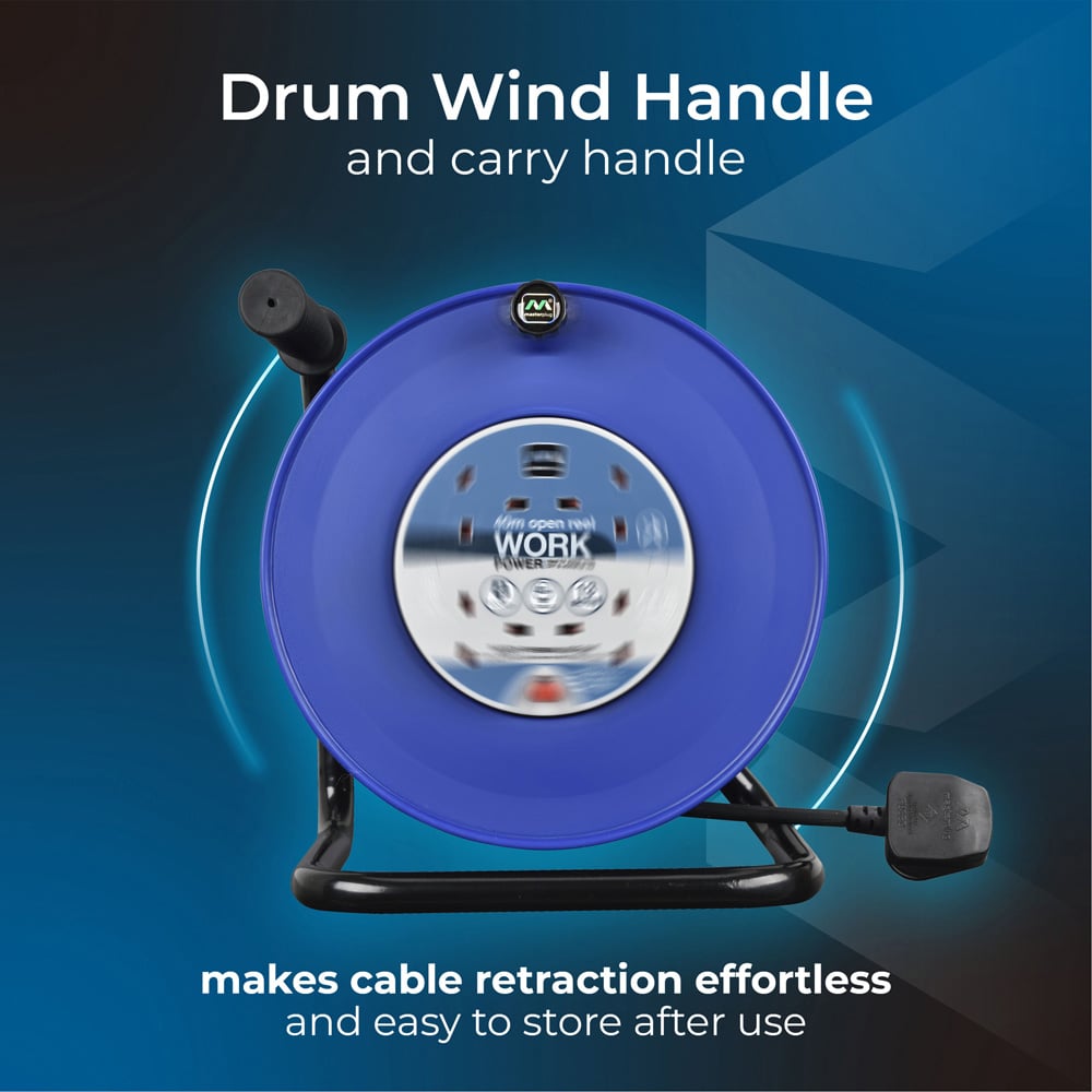 Masterplug Blue 13A 4 Socket Heavy Duty Open Cable Reel 40m Image 7