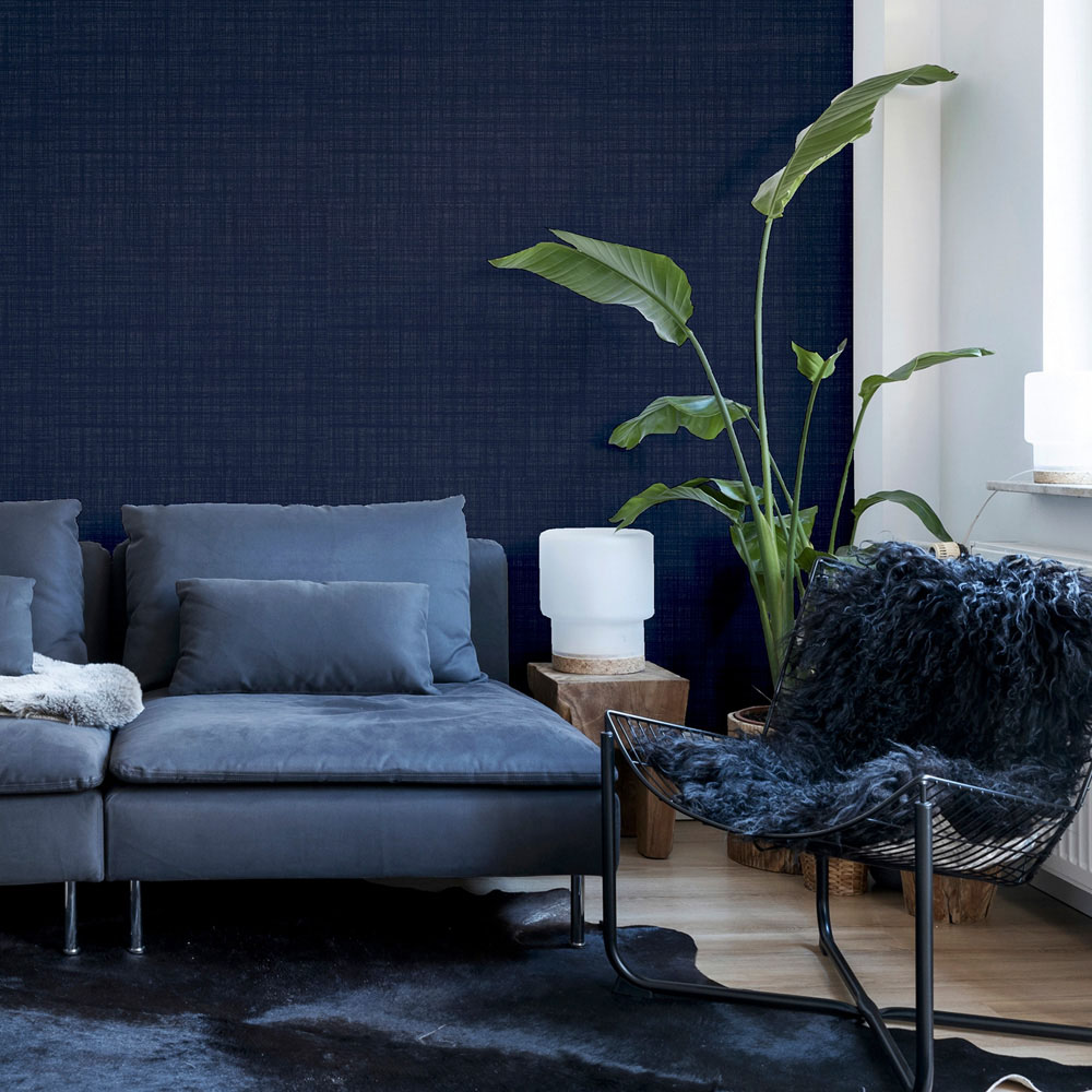 Arthouse Weave Textured Navy Blue Wallpaper Image 4