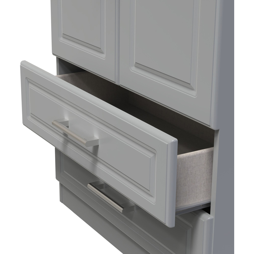 Crowndale Kent Ready Assembled 2 Door 2 Drawer Dusk Grey and Bardolino Oak Wardrobe Image 7