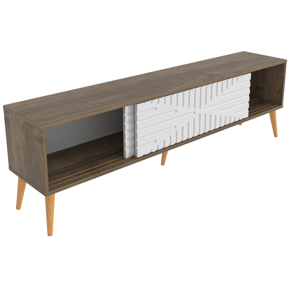 Decorotika Riso 2 Sliding Door Walnut and White TV Unit Image 5
