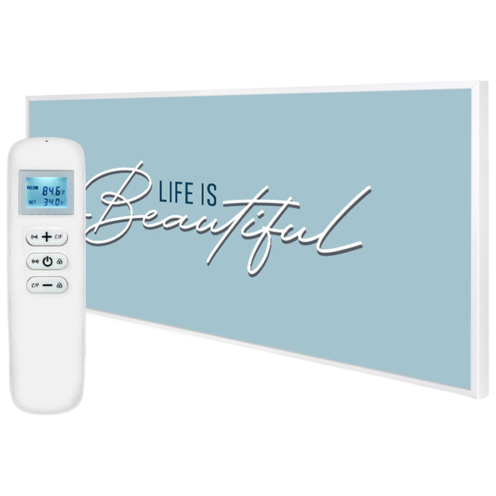 Mirrorstone Nexus Life Is Beautiful Quote Wi-Fi Infrared Heating Panel 700W 595 x 1195mm Image 1
