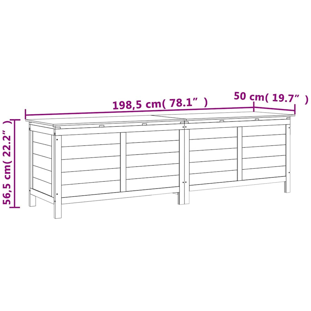 vidaXL 56.5 x 198.5 x 50cm Brown Fir Wood Garden Storage Box Image 5