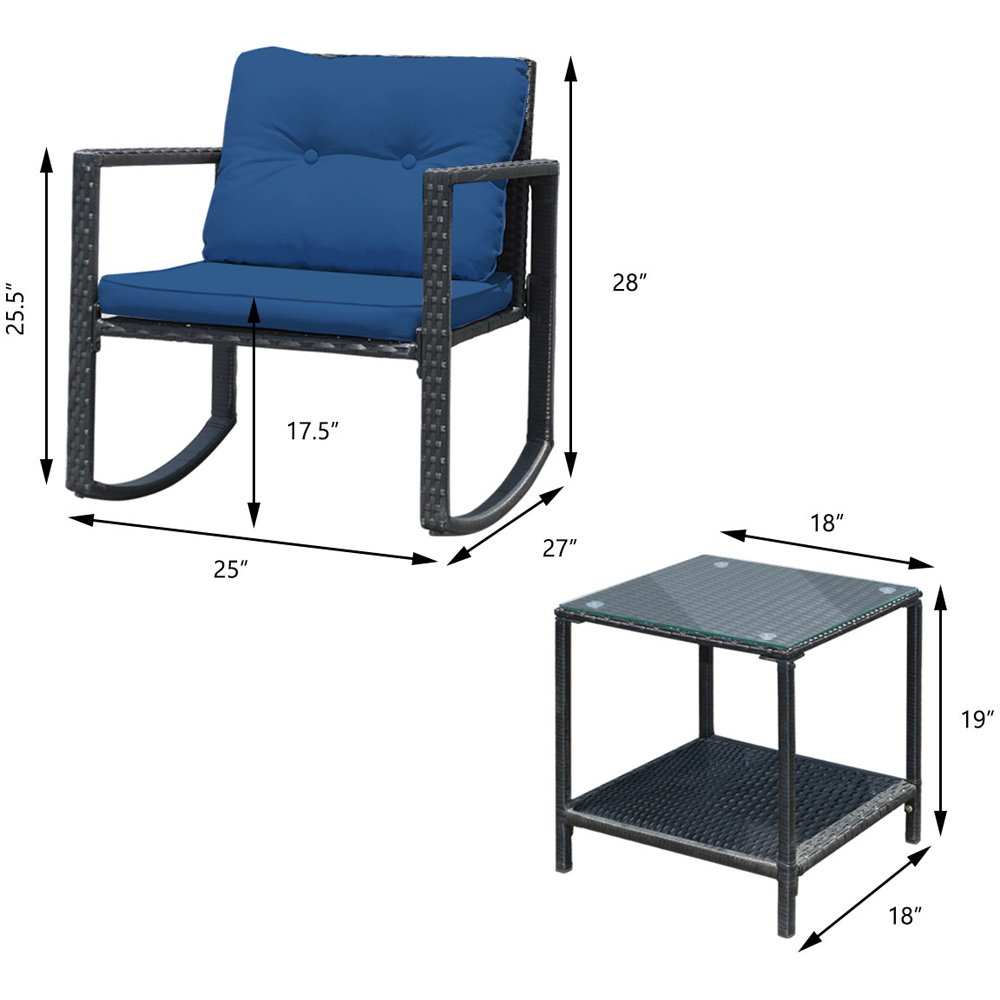 Costway 2 Seater Garden Rocking Bistro Set Image 9
