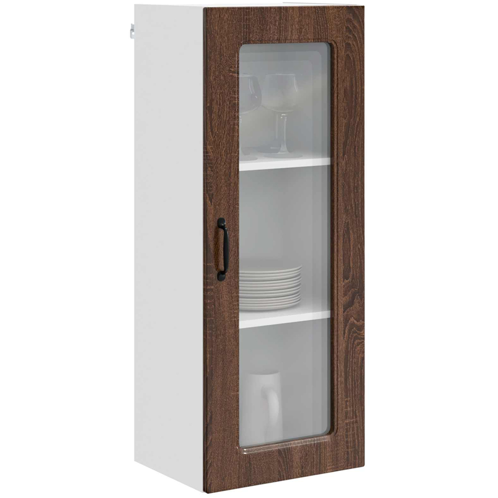 vidaXL Single Glass Door Brown Oak Kitchen Wall Cabinet Image 3