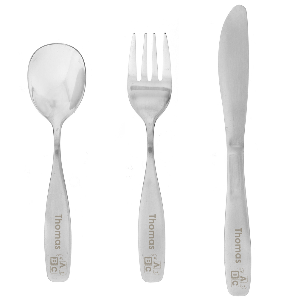 Personalised Memento Personalised Kids 3 Piece ABC Cutlery Set Image 1