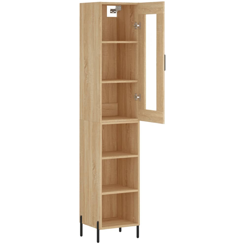 vidaXL Single Glass Door 3 Shelf Sonoma Oak Highboard Image 4