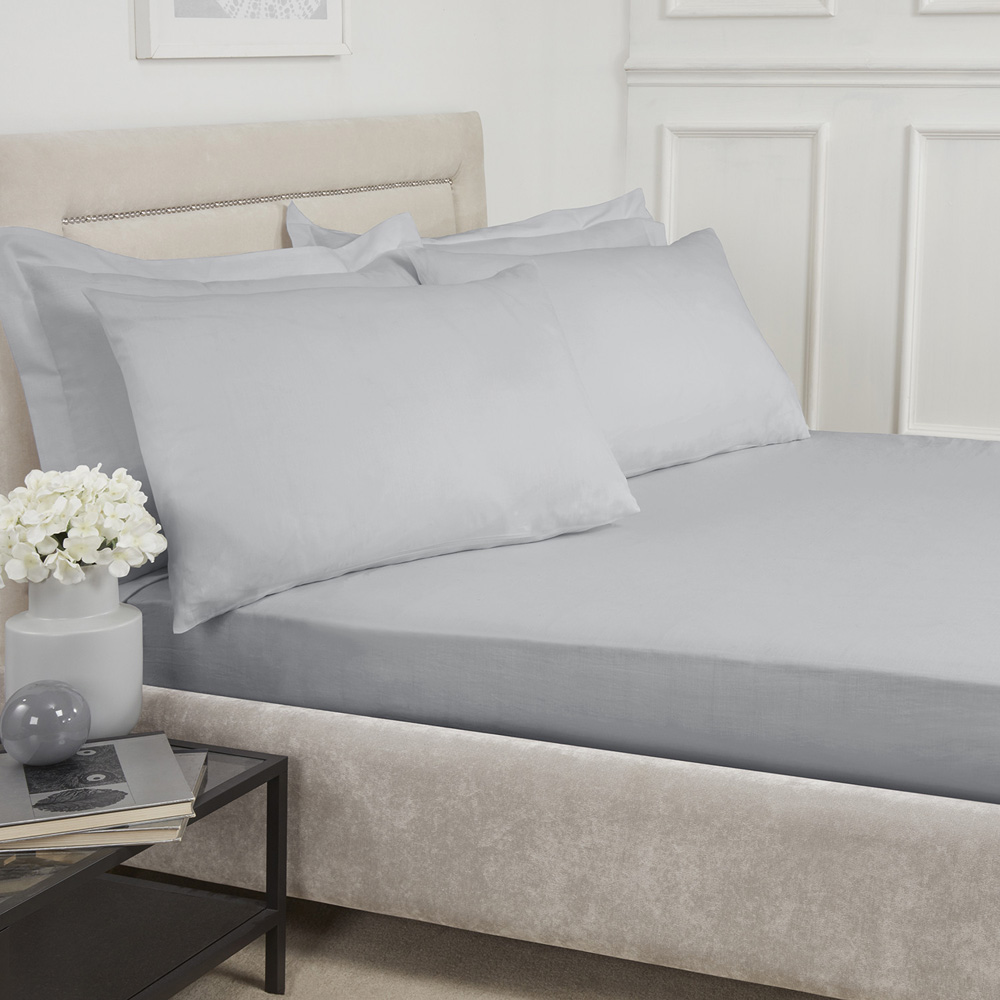Pure Indulgence 600 Thread Count Cotton Fitted Sheet - Silver / Superking Image