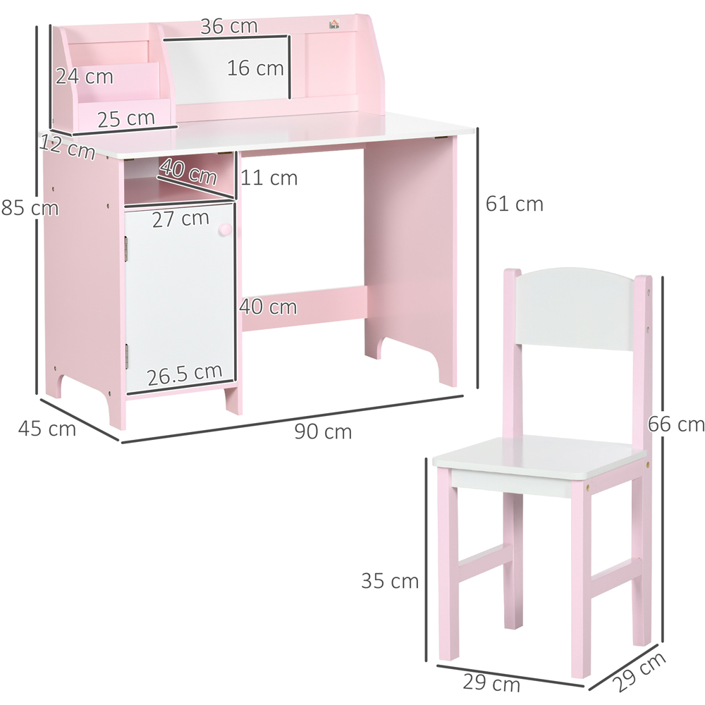 Playful Haven 2 Piece Kids Desk and Chair Set Pink Image 6