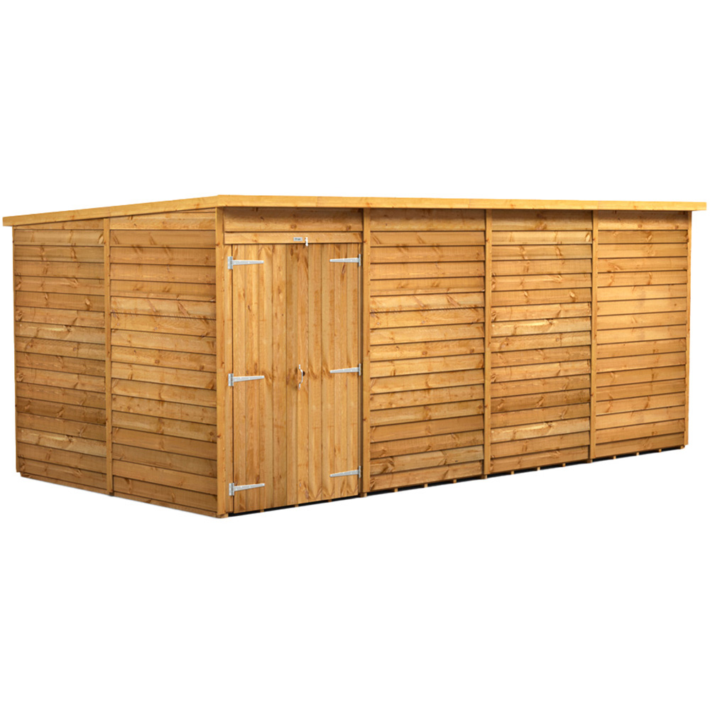 Power Sheds 16 x 8ft Double Door Overlap Pent Wooden Shed Image 1