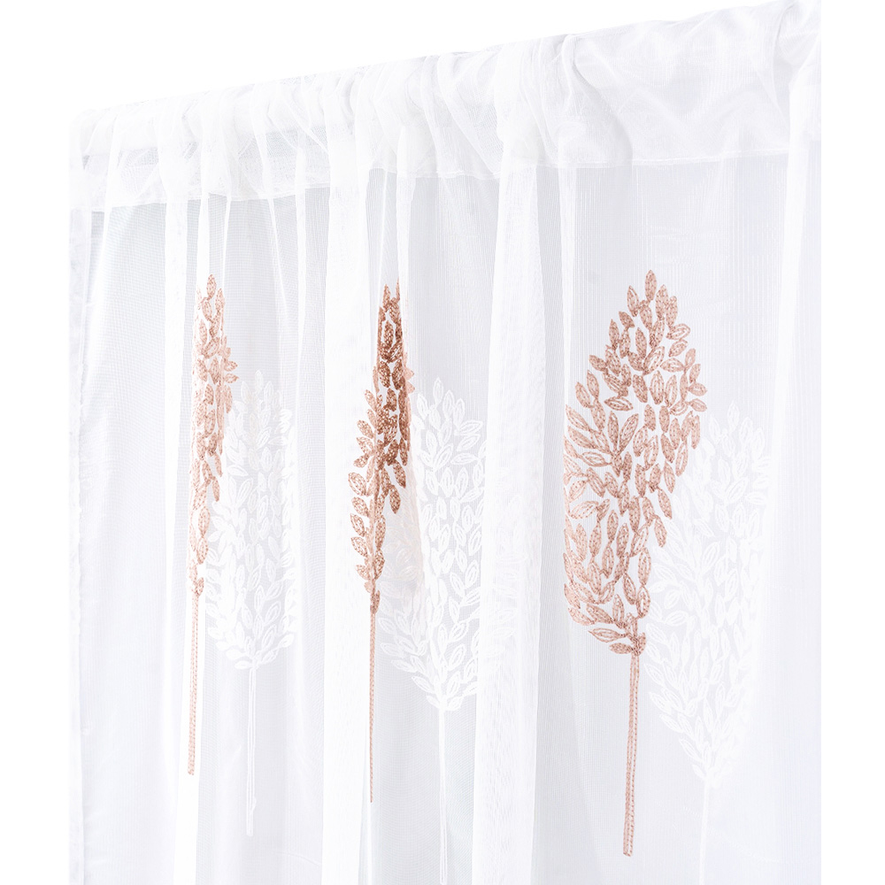 Living and Home Semi-Sheer Embroidered Leaf Curtains 130 x 180cm Image 4