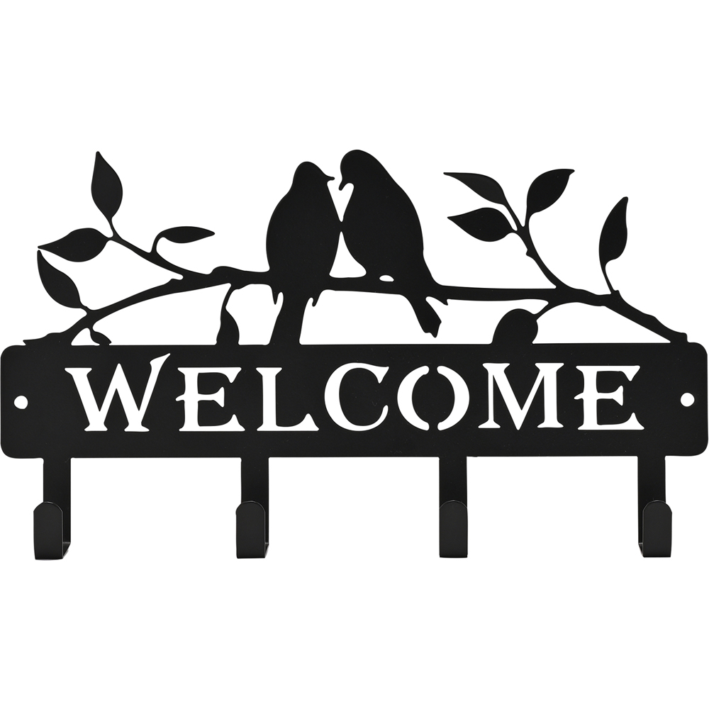 Country Living Welcome 2 Birds Metal Garden Plaque with Hooks Image 2