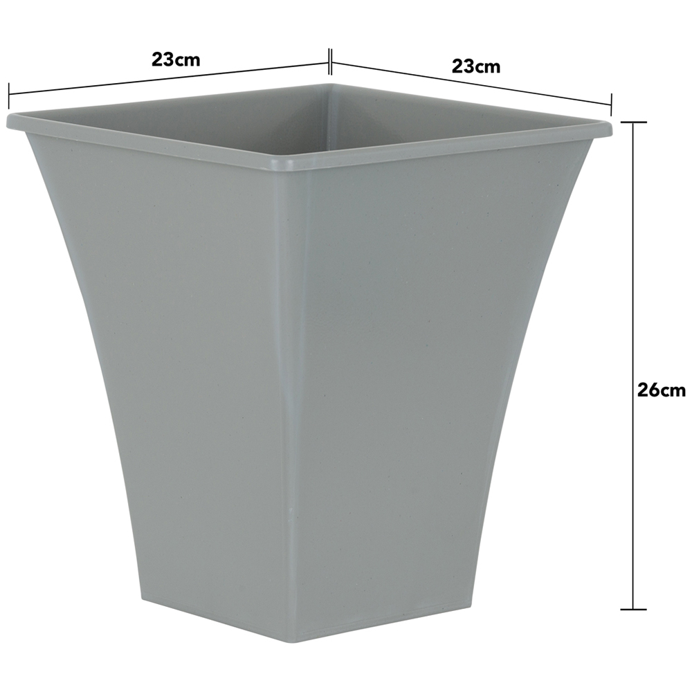 Wham Metallica Cement Grey Recycled Plastic Square Planter 23cm 4 Pack Image 6