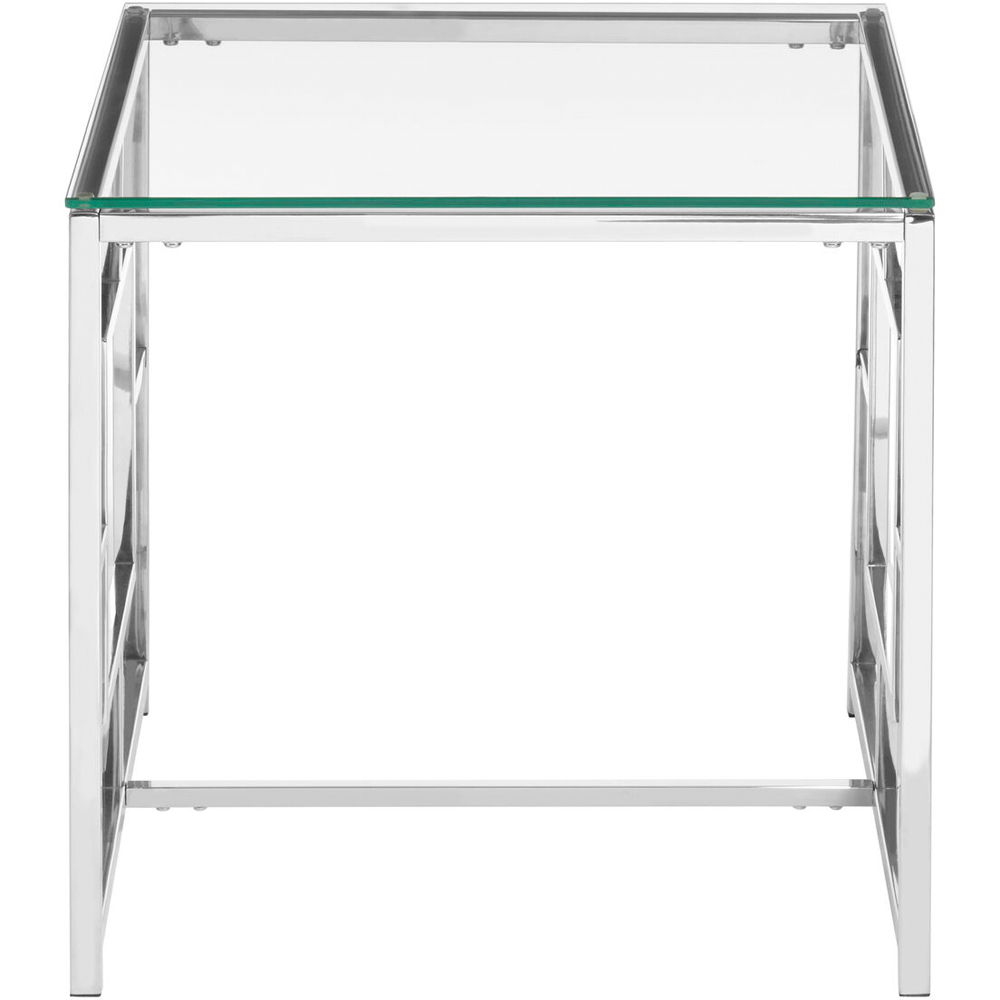 Premier Housewares Clear Glass Top and Silver Base End Table Image 3