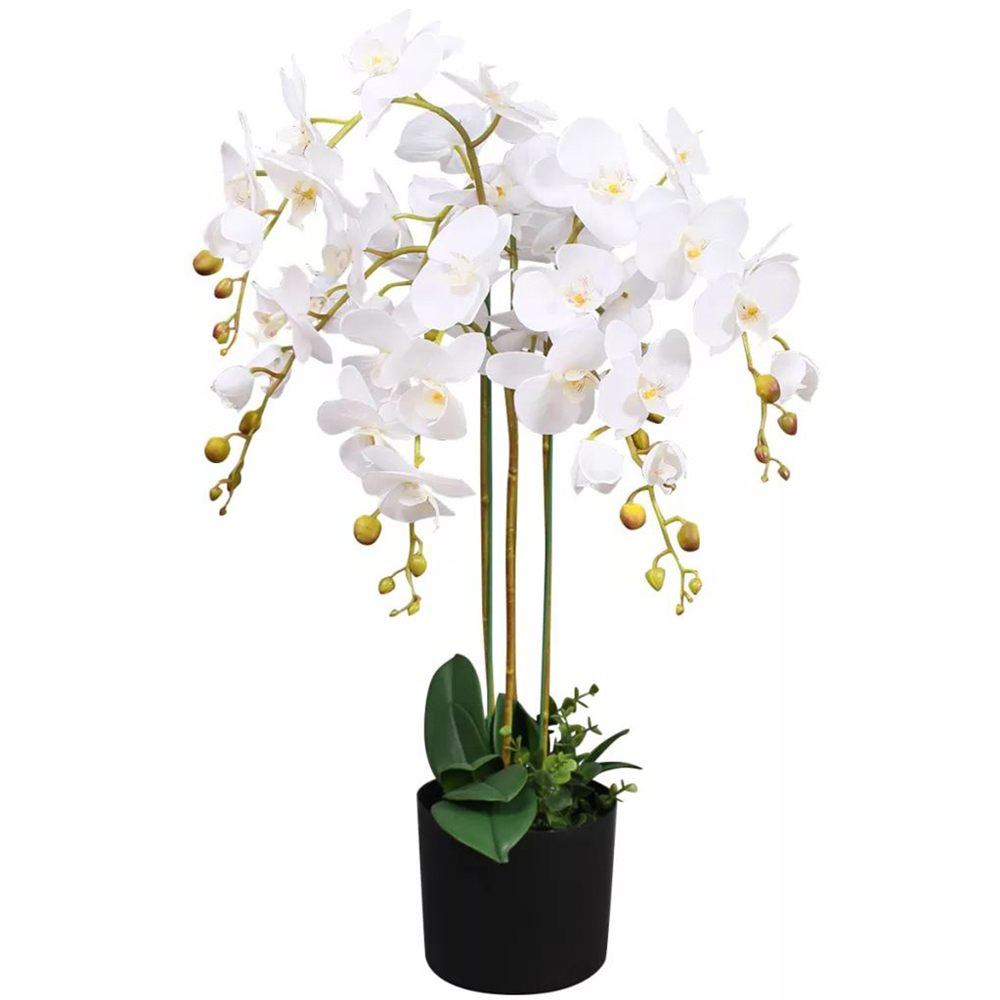 Leaf Artificial Deluxe White Bush Orchid Plant Pot 85cm Image 1