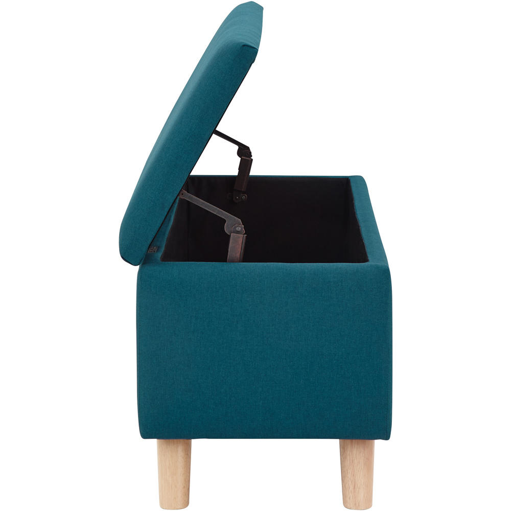 GFW Secreto Teal Blue Hopsack Fabric Ottoman Storage Bench Image 7