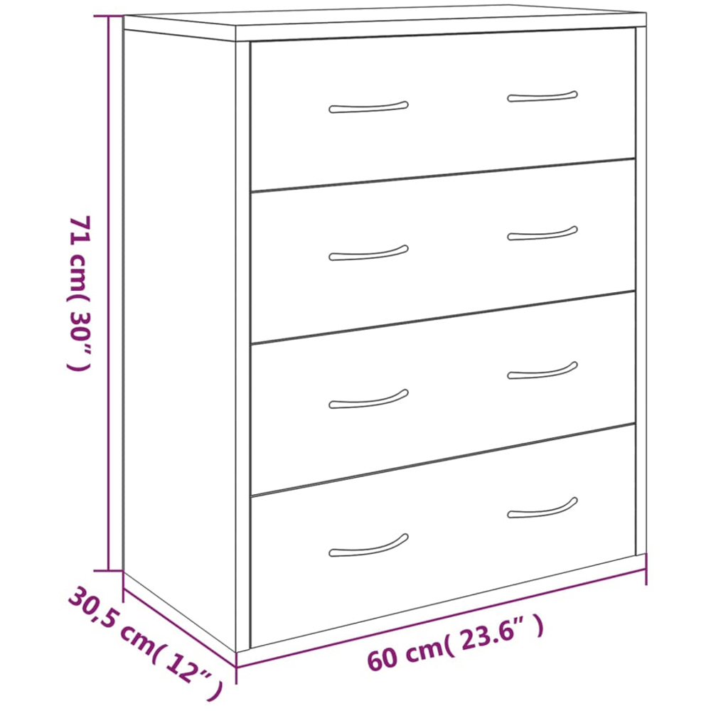vidaXL 4 Drawer Black Wooden Sideboard Image 7