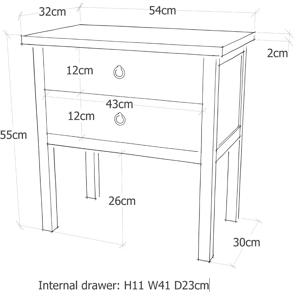 Portofino 2 Drawer Light Wood Bedside Table with Drop Handle Image 9
