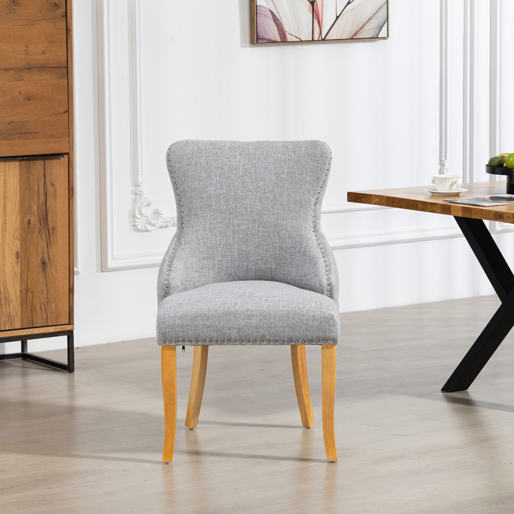 Artemis Home Olivola Set of 2 Light Grey Fabric Dining Chair Image 2
