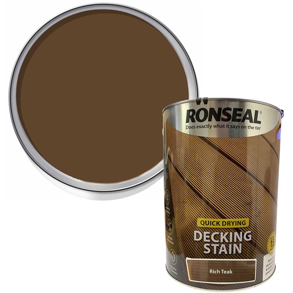 Ronseal Quick Drying Rich Teak Decking Stain 5L Image 1