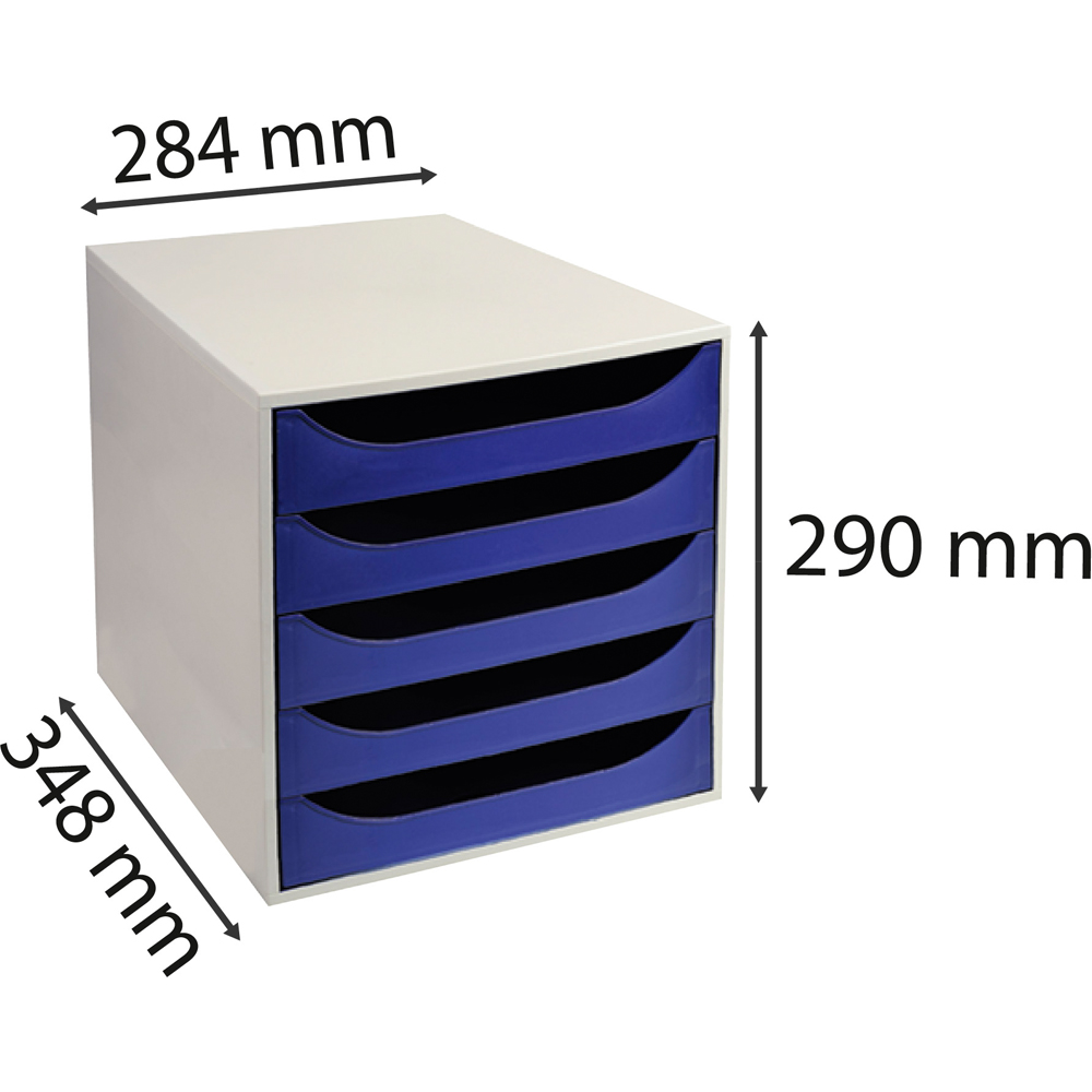Exacompta EcoBox Office 5 Drawer Night Blue Desk Organiser Image 2