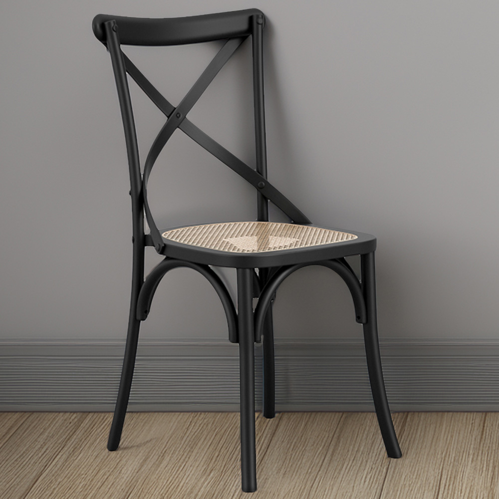 Fitzroy Set of 2 Black Cane Dining Chair Image 1