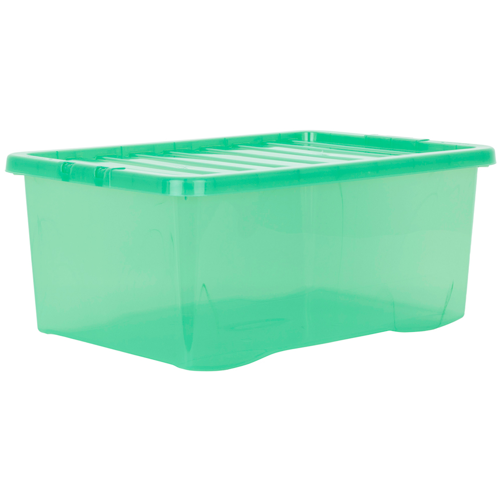 Wham Crystal 45L Clear Green Stackable Plastic Storage Box and Lid Pack 5 Image 3