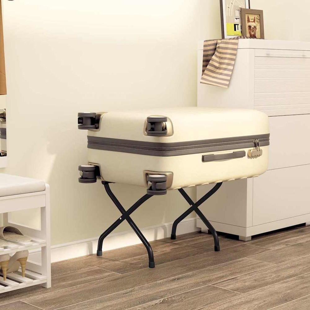 Walplus Black Luggage Rack with Backrest 52 x 56 x 39cm Image 2
