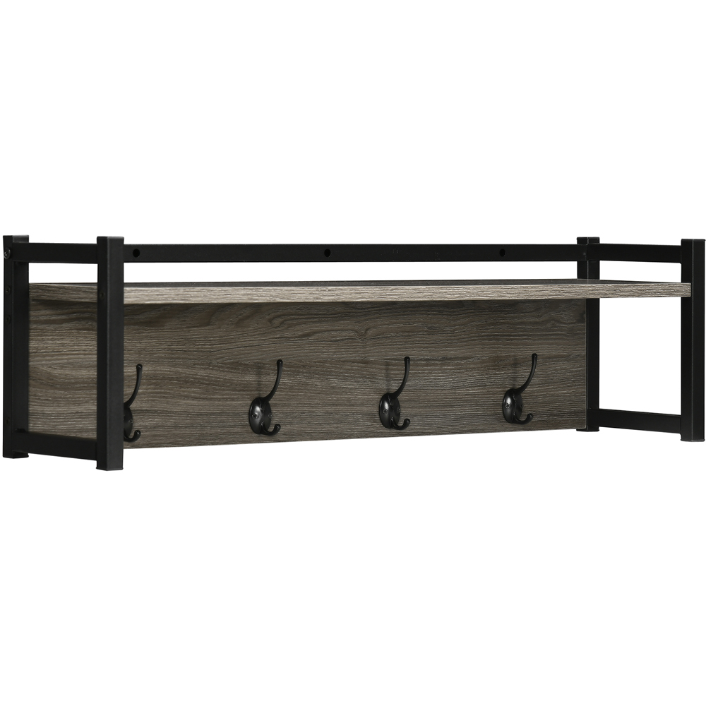 Portland Grey Metal Coat Rack with Shelf Image 1