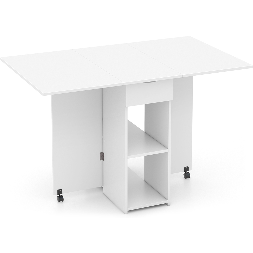 Costway 4 Seater Foldable Dining Table with Wheels White Image 2