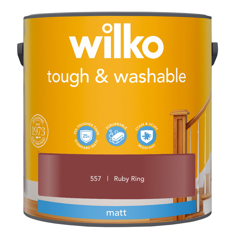 Wilko Tough & Washable Ruby Ring Matt Emulsion Paint 2.5L Image 2