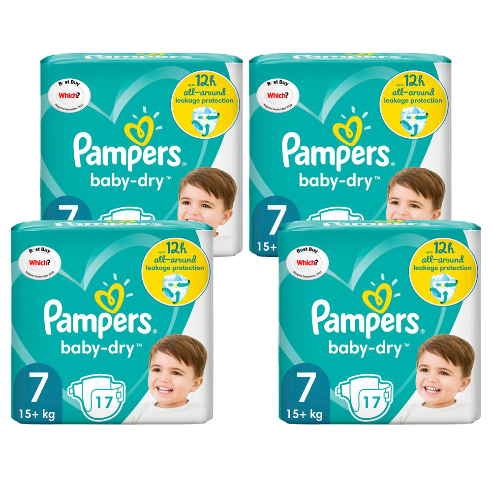Pampers Baby Dry Nappies Carry 17 Pack Size 7 Case of 4 Image 1