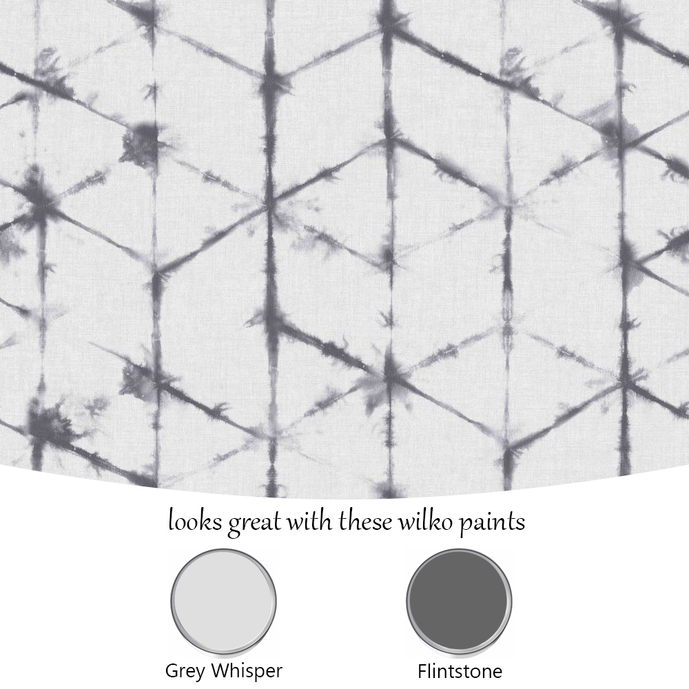 Fresco Tie-Dye Geometric Monochrome Wallpaper Image 5