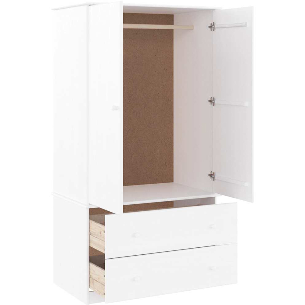 vidaXL Alta 2 Door 2 Drawer White Solid Wood Pine Wardrobe Image 3