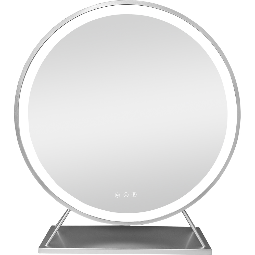 Round Standing Hollywood LED Mirror Silver Image 1