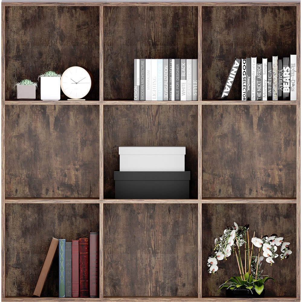 Vida Designs Durham 9 Shelf Dark Wood Cube Storage Unit Image 6