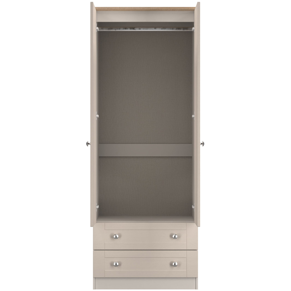 Crowndale Sussex 2 Door 2 Drawer Kashmir Ash and Bardolino Oak Tall Wardrobe Ready Assembled Image 5