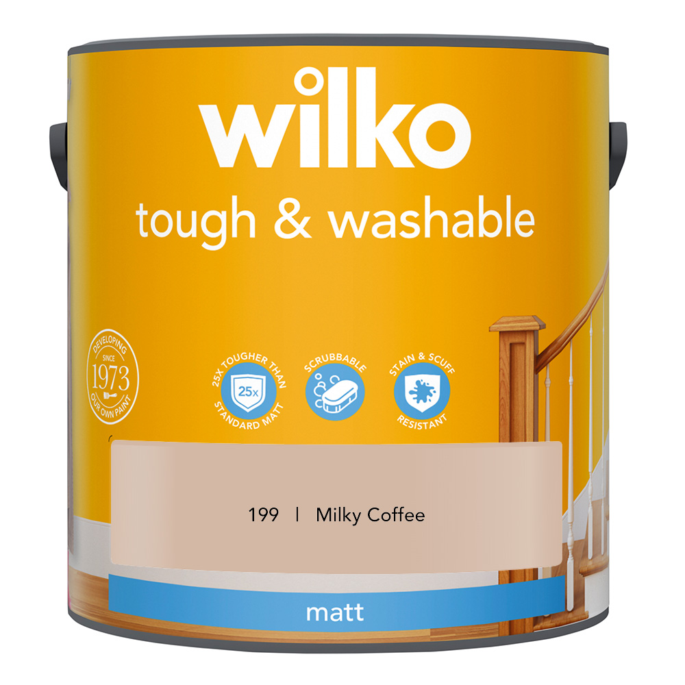Wilko Tough & Washable Milky Coffee Matt Emulsion Paint 2.5L Image 2