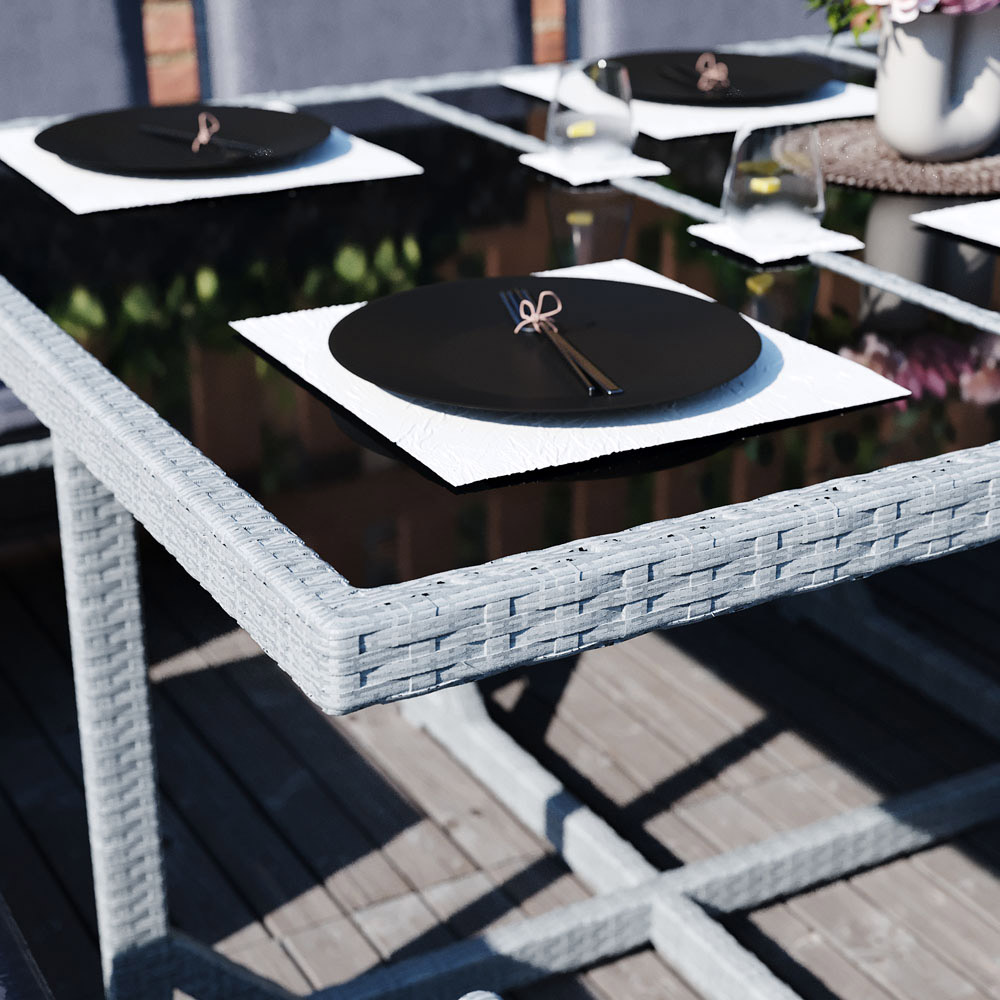 Garden Vida Cuba Rattan 10 Seater Garden Dining Set Grey Image 7