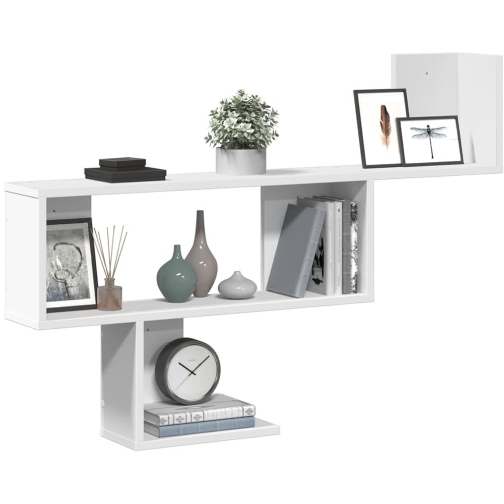 vidaXL 100 x 15 x 70cm White Wall Shelf Image 2